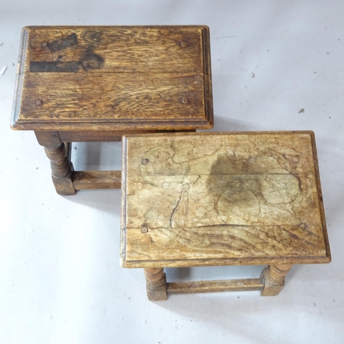 2307 - 2 similar Antique oak joint stools, largest 37cm x 38cm x 24cm