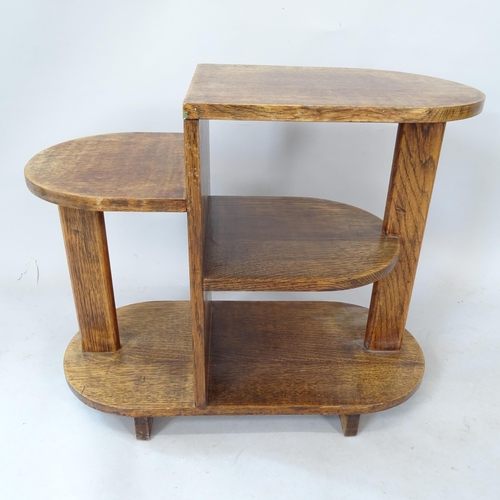 2311 - A mid-century oak 3-tier stand, 68cm x 55cm x 31cm