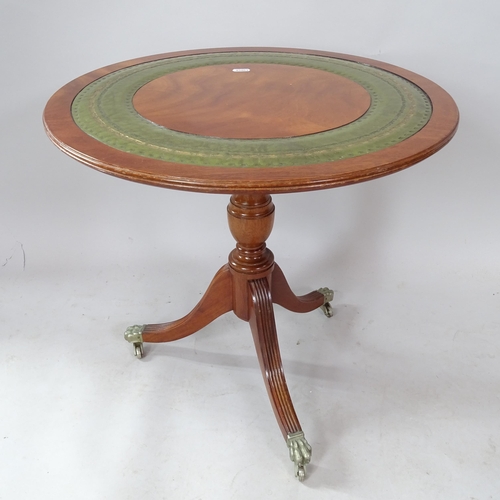 2314 - A reproduction mahogany circular-top occasional table, on tripod base, 52cm x 49cm