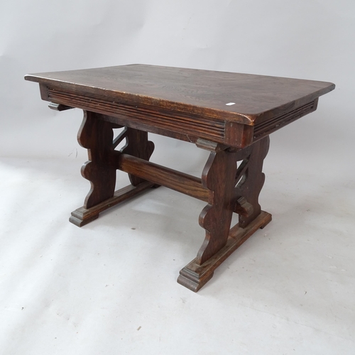 2317 - A stained oak Arts and Crafts style low table, 85cm x 53cm x 53cm