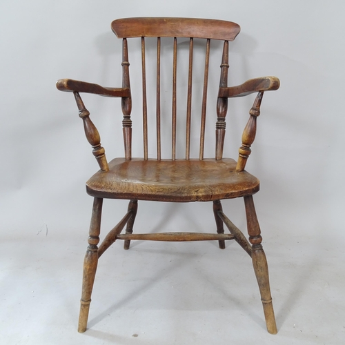 2318 - An elm-seated kitchen open-arm chair