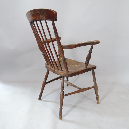 2318 - An elm-seated kitchen open-arm chair