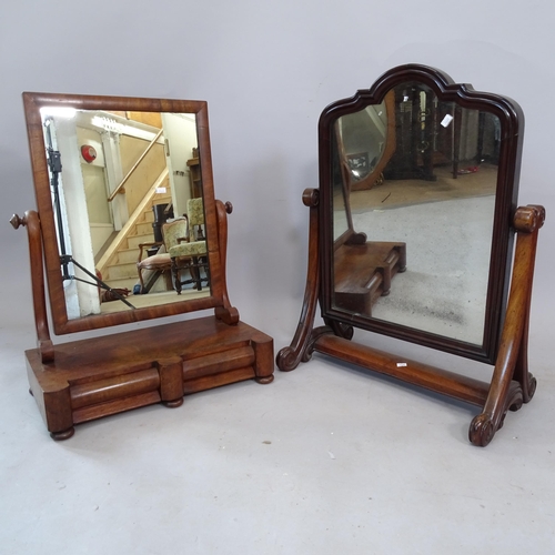 2331 - A Victorian mahogany-framed arch-top swing toilet mirror, W53cm, H72cm, and an Edwardian box swing t... 