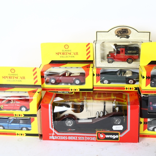 456 - A collection of boxed car models, including BBurago Classic Shell Sports Car, including Porsche 911 ... 