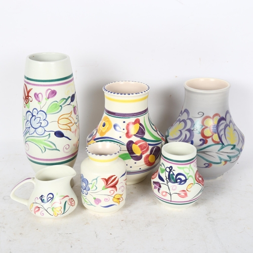 762 - A selection of Poole Pottery painted vases and jugs