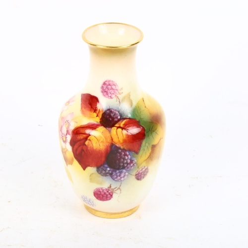 776 - A 1940s Royal Worcester vase, painted with autumnal leaves and berries by K Blake, signed, shape 249... 