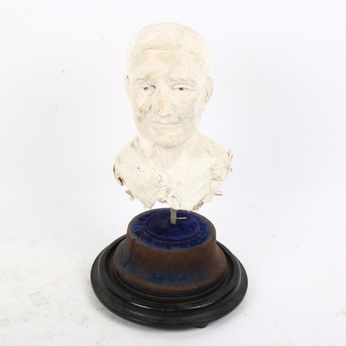 777 - A plaster bust of a man on base, height including base 25cm