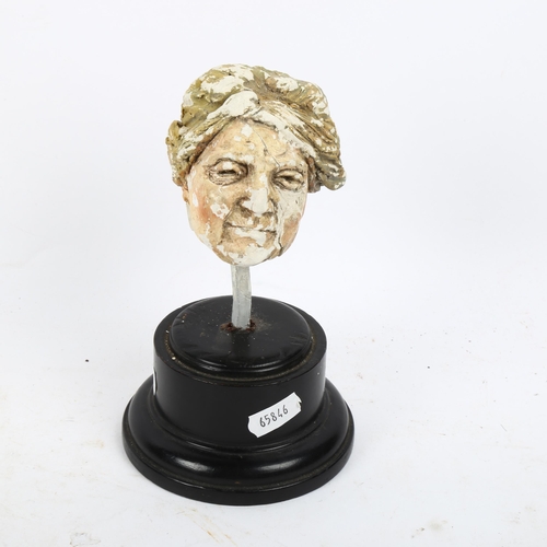 778 - A small plaster head of a lady, on base, height including base approx 17cm