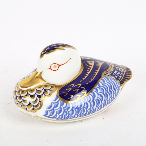 791 - A Royal Crown Derby duck paperweight, with gold stopper