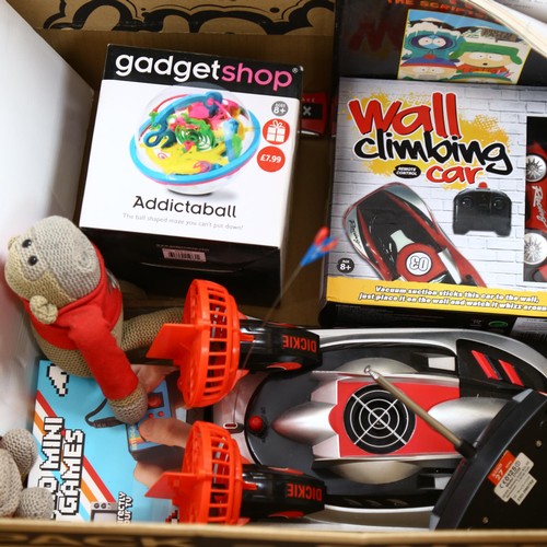 492 - A box of various toys and games, including a Thomas The Tank Engine carry case with various locomoti... 