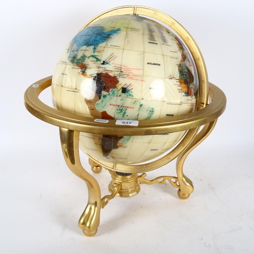 537 - A large reproduction terrestrial globe on stand, width 45cm