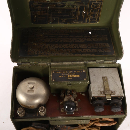 561 - P T & EW LTD - a military telephone set, D.MK.V, serial no. 36842, 1940, width 25cm