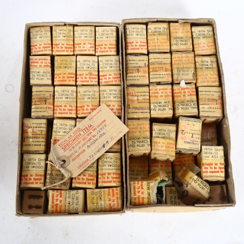 566 - Circa 1955, 85 miniature boxes of 10 wood screws, by Short Brothers & Harland Ltd, 1 opened, the res... 