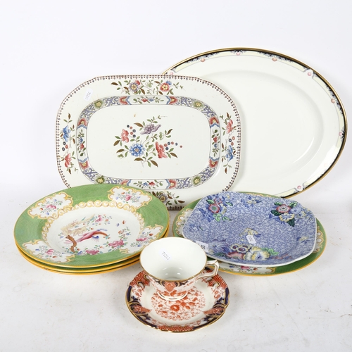 593 - A Royal Crown Derby cup and saucer, 4 Victorian Minton's soup plates, 4 Victorian Minton's soup bowl... 