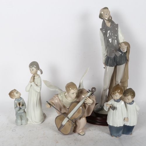 594 - A NAO figure of Don Quixote, and a NAO group of 2 choristers, and 2 Lladro figures (4)