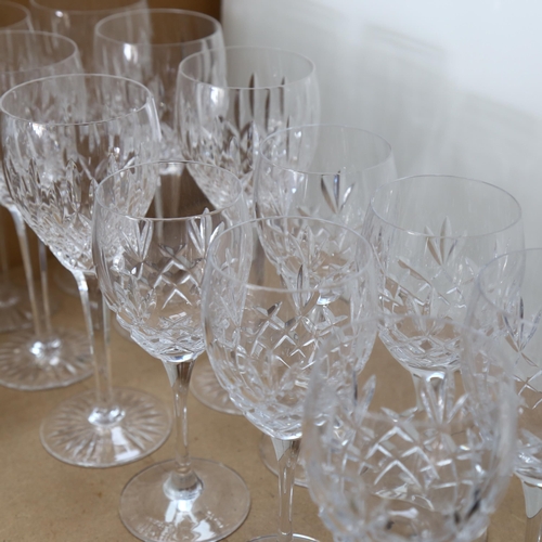 595 - A set of 6 cut-glass red wine glasses, with tapered stems, and a set of 6 cut-glass white wine glass... 