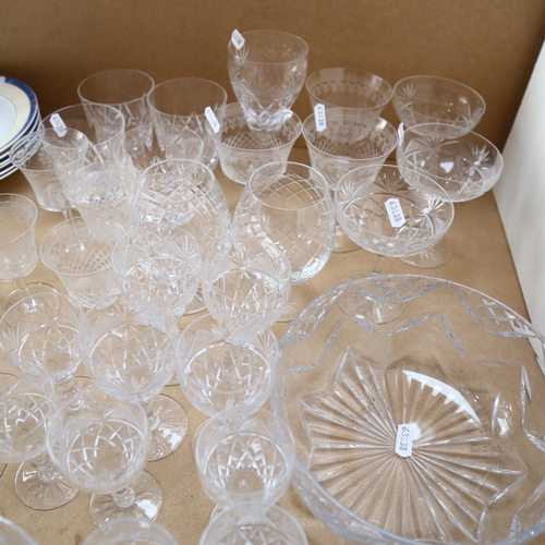 598 - A collection of crystal glassware, including Champagne glasses, Sherry and wine etc