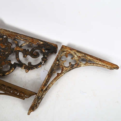 633 - 3 Antique cast-iron brackets, largest 40cm