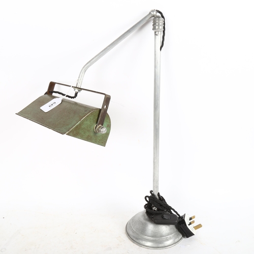 649 - A Vintage aluminium student's anglepoise desk lamp and shade, height 18cm