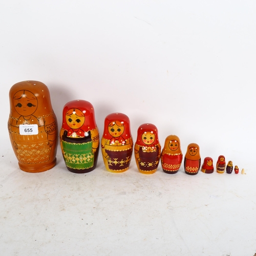 655 - A set of wooden Russian Matryoshka dolls