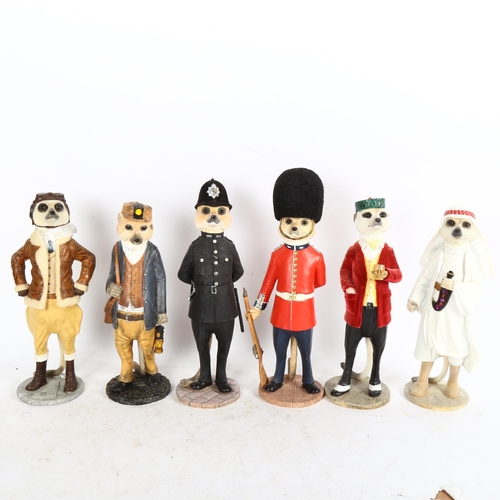 658 - A group of 6 Country Artists meercat figures, including Lawrence, James, and Alexei, tallest 30cm