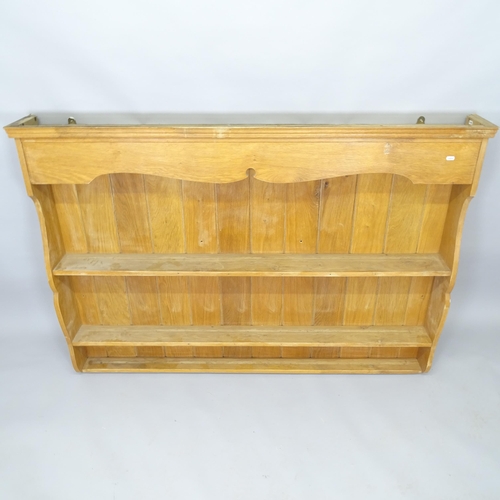 2508 - A light oak hanging shelving unit, 156cm x 106cm x 19cm