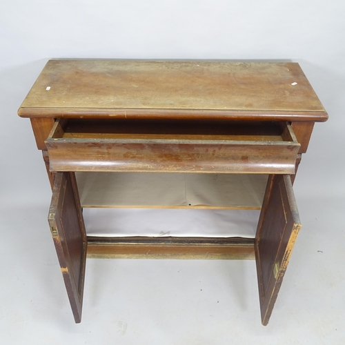 2519 - An Antique mahogany cabinet, with single frieze drawer and cupboard under, 109cm x 88cm x 42cm