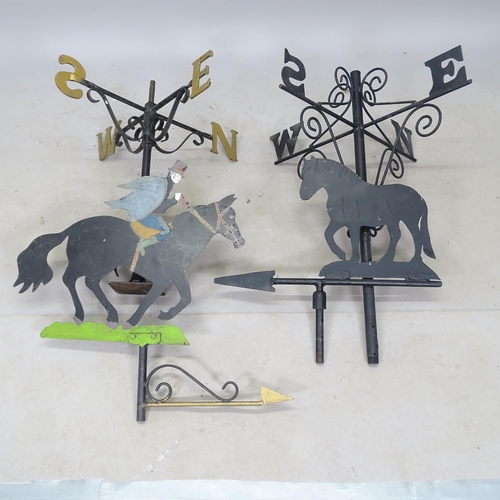 2704 - 2 wrought-iron weather vanes, tallest 122cm