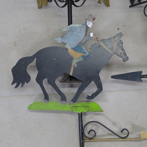 2704 - 2 wrought-iron weather vanes, tallest 122cm