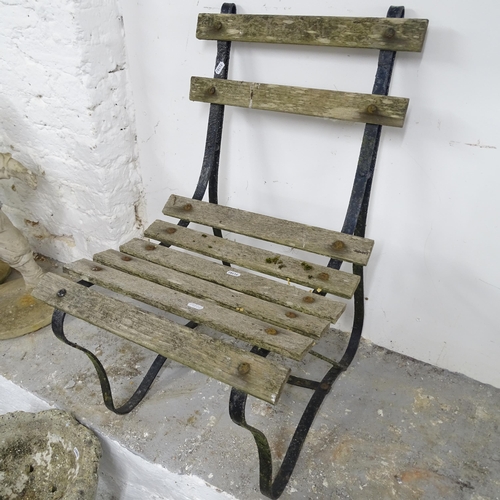 2710 - A small teak slatted garden chair, 45cm x 74cm x 58cm