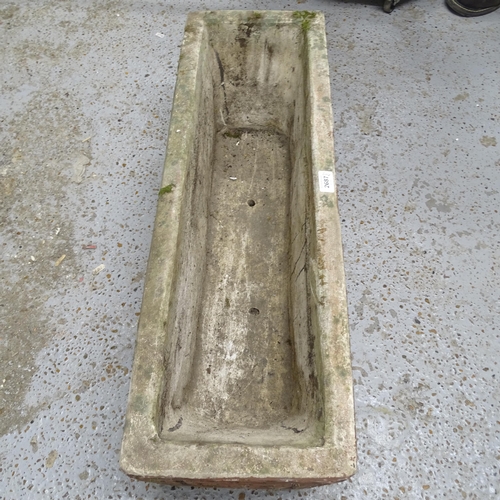 2711 - A rectangular weathered and painted concrete garden trough, L80cm, H26cm, D26cm