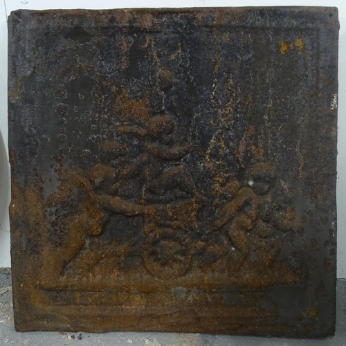 2718 - An Antique cast-iron fireback, W45cm, H47cm