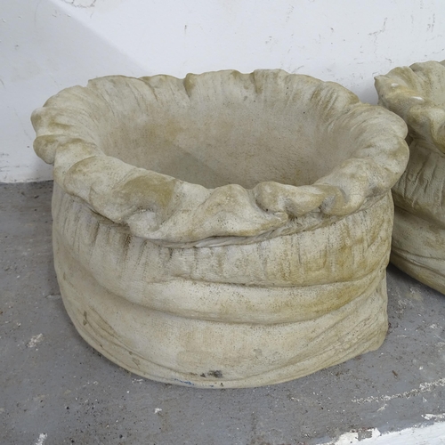 2720 - A pair of concrete sack planters, 45cm x 30cm