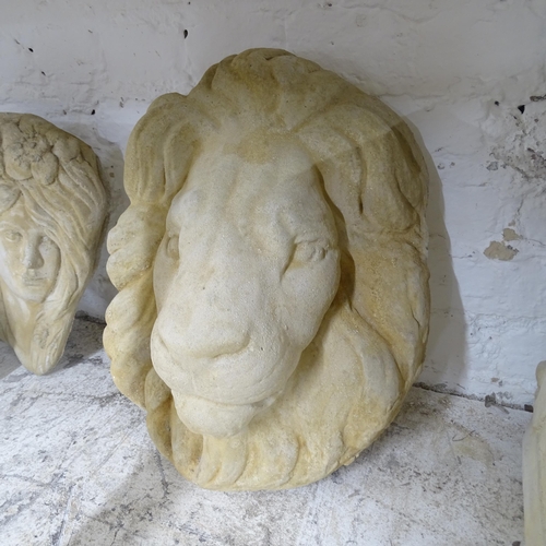 2729 - A concrete lion mask, 30cm x 35cm