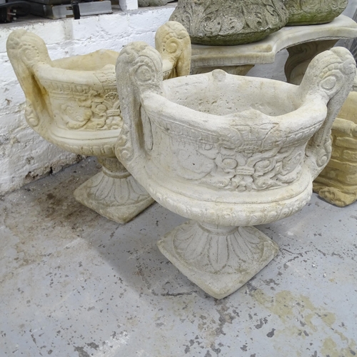 2731 - A pair of 2-sectional garden planters, with large decorative handles, 50cm x 52cm