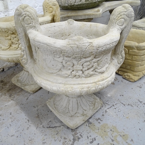 2731 - A pair of 2-sectional garden planters, with large decorative handles, 50cm x 52cm