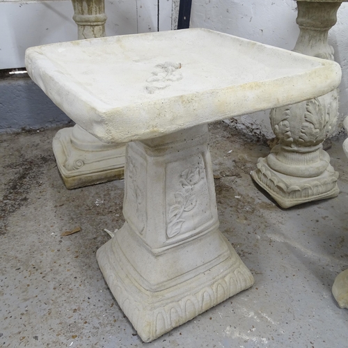 2737 - A 2-section concrete bird bath, with rose design, 42cm x 50cm