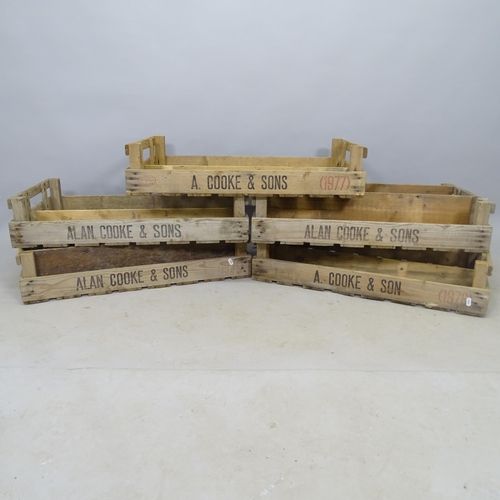 2748 - 5 wooden fruit trays, labelled A Cook & Sons, 76cm x 18cm x 45cm