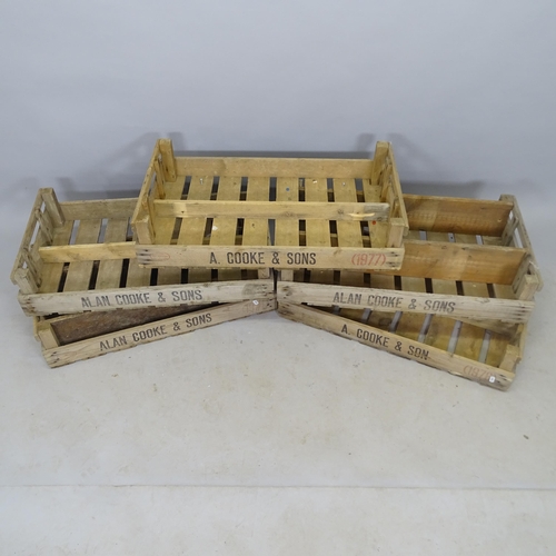 2748 - 5 wooden fruit trays, labelled A Cook & Sons, 76cm x 18cm x 45cm