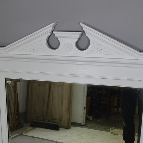 2750 - A Victorian white painted over mantel mirror, W124cm, H125cm