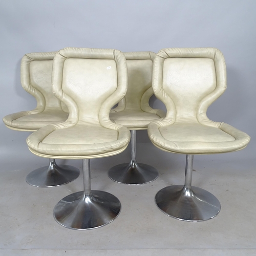 2751 - A set of 4 cream upholstered swivel chairs on chrome bases, by Tacke Sitzmobel West Germany, 50cm x ... 