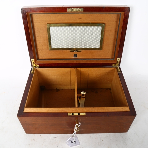 810 - A vintage Dunhill mahogany cigar humidor, and cigar cutter, H15 x D25 x W32cm