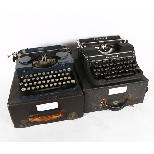 865 - An Underwood Universal typewriter, and Royal Duotone typewriter, both cased (2)