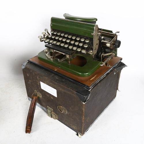 866 - An early 20th century Imperial portable green typewriter, cased