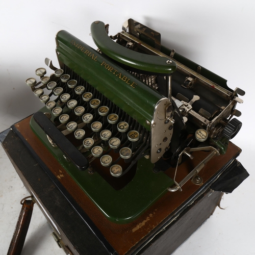 866 - An early 20th century Imperial portable green typewriter, cased