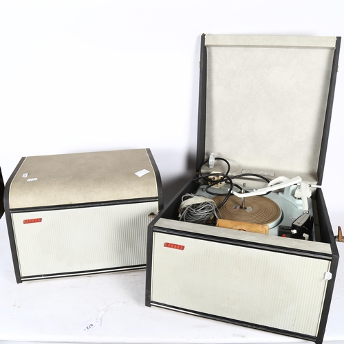 872 - A Vintage Hacker GP15 portable record player and amplifier loud speaker unit, fitted with Garrard tu... 