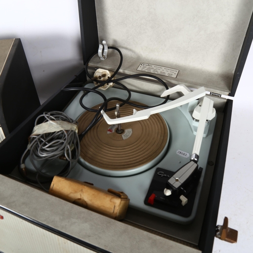 872 - A Vintage Hacker GP15 portable record player and amplifier loud speaker unit, fitted with Garrard tu... 