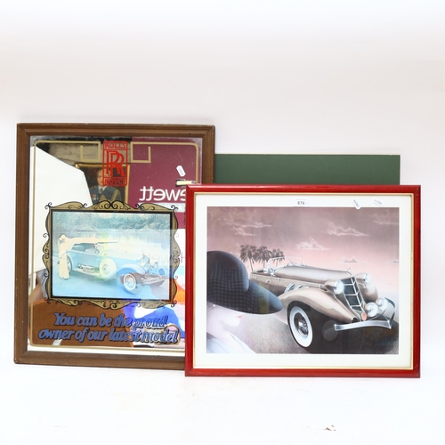 876 - Various motorcar advertising signs, including Rolls Royce mirror (6)