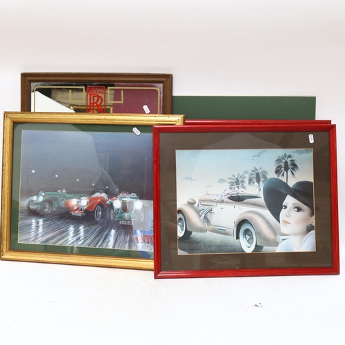 876 - Various motorcar advertising signs, including Rolls Royce mirror (6)