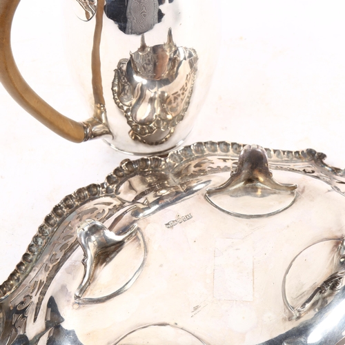 1016 - A Victorian Sheffield plate coffee jug, and a silver plated swing-handled basket with shaped and pie... 